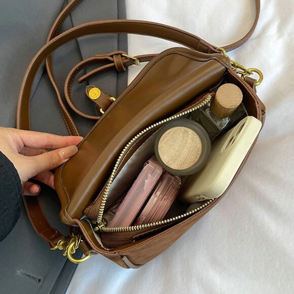 Suede Shoulder Bag Small Tote Crossbody Purse Women Retro Clutch Handbag - Picture 6 of 7